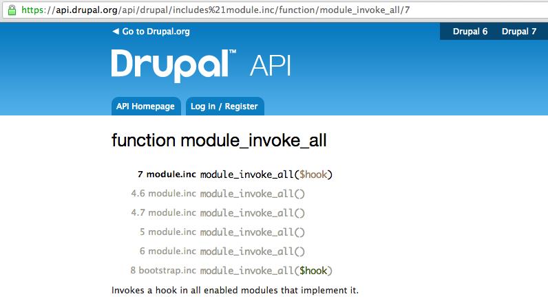 Drupal core API page
