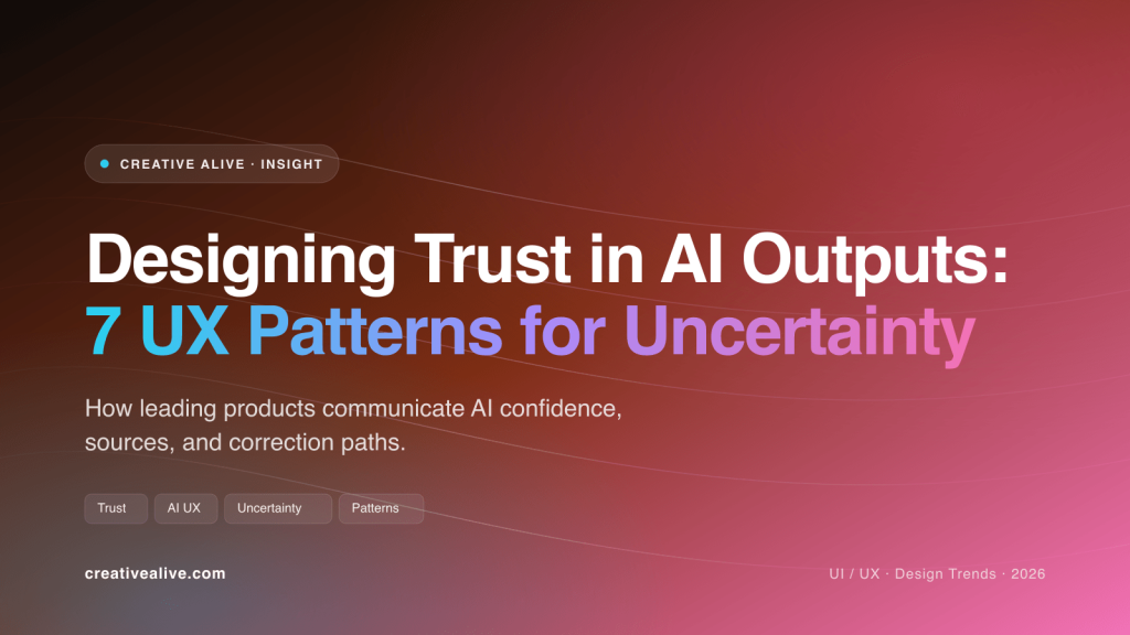 Designing Trust in AI Outputs: 7 UX Patterns for Uncertainty — cover illustration