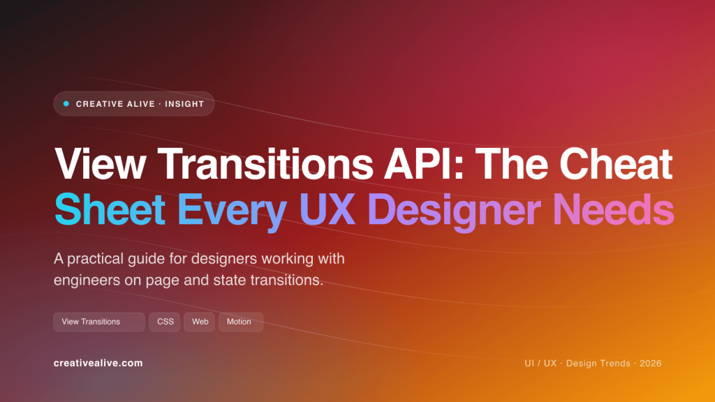 View Transitions API: The Cheat Sheet Every UX Designer Needs — cover illustration